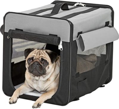 Honden Bench - Hondenvervoerder Transportbox - Veilig Vervoer - Smart Top Plus - 64x46x53 cm - Zwart Grijs