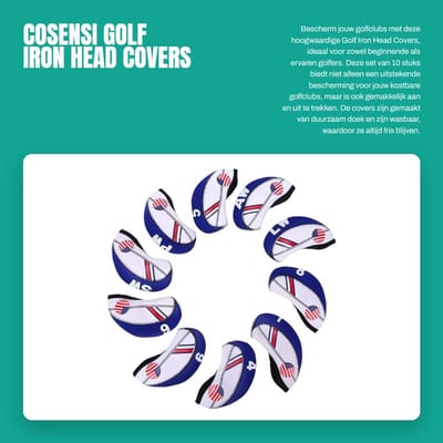 Dailygoods- Golf Iron Head Covers 10 Stuks - Doek Golfclub Cover - Beschermhoes - Slijtagepreventie - Handig voor Golfers - Ca. 13.5x6.5cm - Golfclubhoes