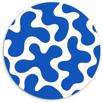 WallCircle® Wandcirkel 120x120 cm - Muurcirkel Vormen - Abstract - Blauw - Golven - Muurdecoratie woonkamer - Wanddecoratie slaapkamer - Kamer decoratie accessoires - Ronde schilderijen XXL