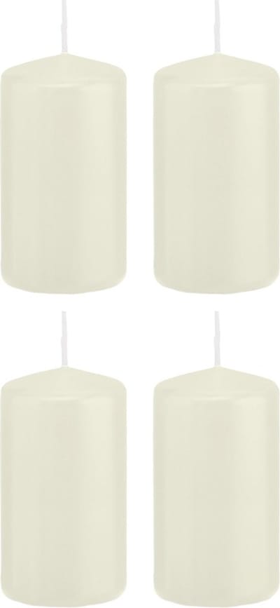 Trend Candles Cilinderkaars/stompkaars - 4x - ivoorwit - 6 x 12 cm - 40 branduren - met brandvertragende folie