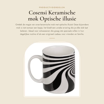Dailygoods- Theekopje Optische Illusie - Keramisch - 300 ml - Grappige Cadeaus - Magnetronbestendig - Vaatwasmachinebestendig - Mok