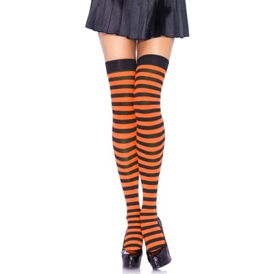 Vrouwelijke gestreepte nylon autofixerende panty's Leg Avenue
