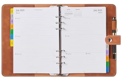 Navulbare weekplanner 2025 met maandtabs en notitiepagina's - A5 formaat