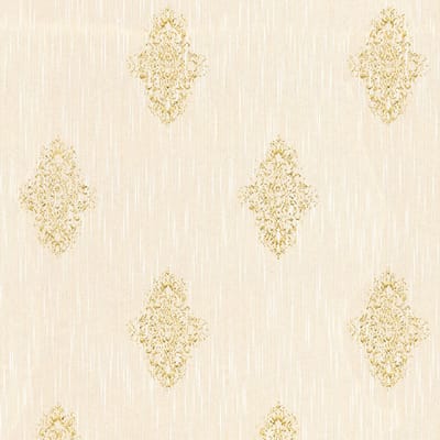 Barok behang Profhome 319462-GU textiel behang licht gestructureerd in barok stijl mat crème goud 5,33 m2