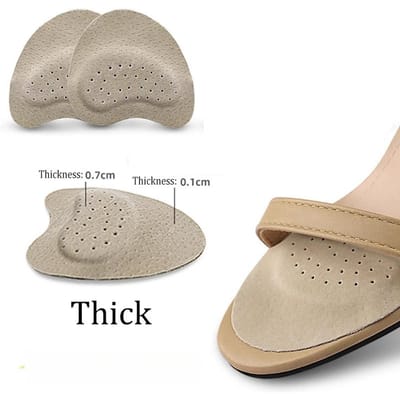 4 Stuks Sandalen Antislip Stickers Lederen Voorvoet Pad Vrouwen Hoge Hakken Pijnbestrijding Insert Inlegzolen Teen Kussen Voetverzorging schoenen Pad beige