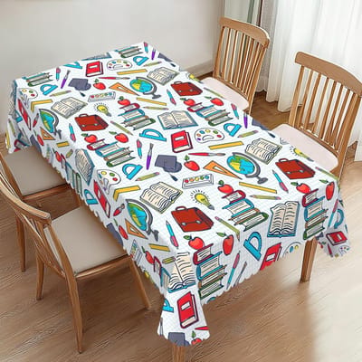 Wetenschap Basisschool Thema Rechthoekige Tafelkleden voor Tafeldecoratie Wasbaar Boerderij Keuken Eettafelkleed Feestdecoratie 90x140cm white