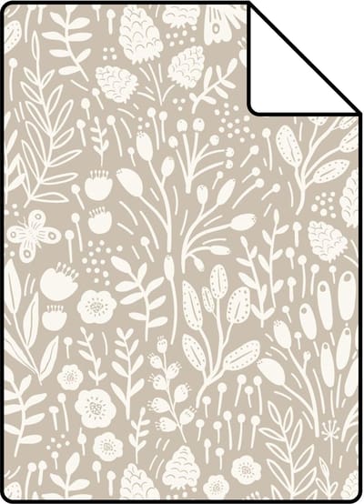 Proefstaal ESTAhome behang bloemetjes lichtbeige - 26.5 x 21 cm - 131253-S