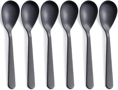 6 stuks - Lepels - lange koffielepelset – 304RVS – Dessertlepelset – 11,1 cm – IJslepel – Theelepel – Suikerlepel – zwart