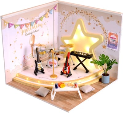 Miniatuurhuisje - bouwpakket - Miniature Dream  Room box - muziek kamer