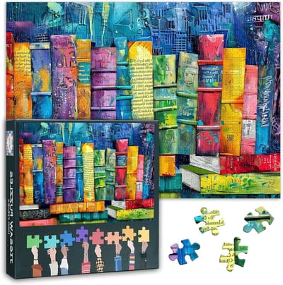Kleurrijke Boeken Puzzel - 1000 Stukjes Legpuzzel - Ontspannend Gezelschapsspel - Precies Passende Stukjes - 70 x 50 cm