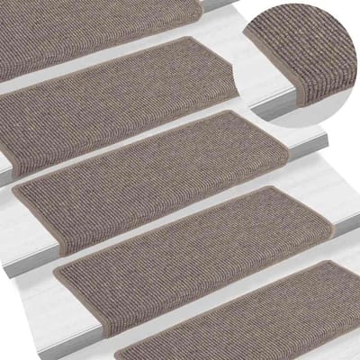 vidaXL - Trapmatten - 15 - st - 65x21x4 - cm - Donkerbeige - Rechthoekige - Rand