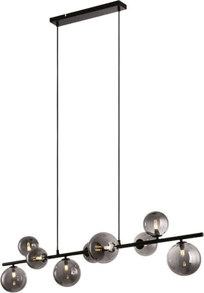 Freelight - Hanglamp Calcio 9 lichts L 125 cm excl. 9x G9 LED rook glas zwart