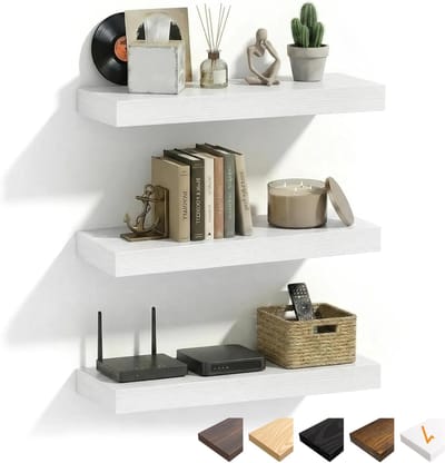Witte zwevende planken set van 3 - MDF wandplanken met onzichtbare beugels