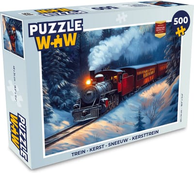 Puzzel Trein - Kerst - Sneeuw - Kersttrein - Legpuzzel - Puzzel 500 stukjes - Kerst - Cadeau - Kerstcadeau voor mannen, vrouwen en kinderen
