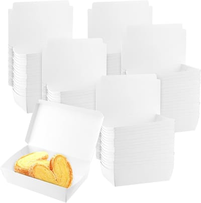 100 Stuks Witte Taartpuntdozen 160x108x43mm, Individuele Verpakking voor Taart, Ideaal voor Afhaal en Feesten