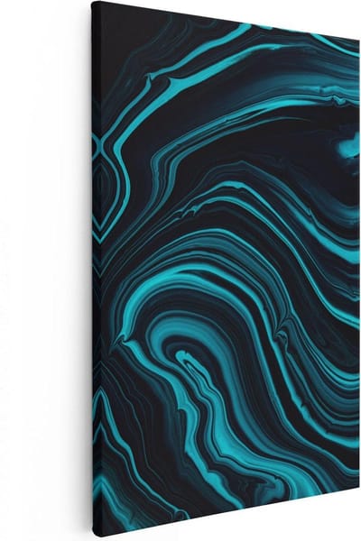 Artaza Canvas Schilderij Abstract - 40x60 cm - Wanddecoratie Marmer Turquoise - Muurdecoratie Woonkamer - Schilderijen Op Canvas