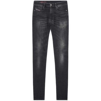 Diesel Mannen Sleenker Vernield Denim Versterkte Jeans (Zwart)