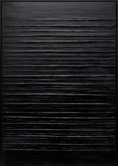 Ter Halle - Schilderij - Wanddecoratie - 3D Art - Zwarte Abstracte Mist Van Acrylverf - 83x123cm (1)