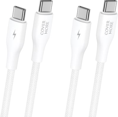 Usb C naar usb C kabel - 1 meter - Snellaadkabel - Snel oplader - Geschikt voor opladen android smartphone met usb C ingang - 2 stuks - Wit