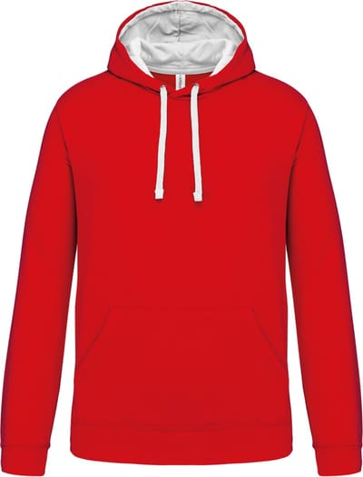 Kariban Hooded sweater met contrasterde capuchon K446 - Red / White - XS