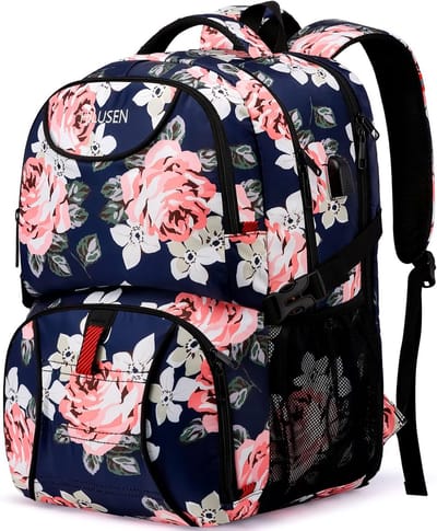 Grote Dames Rugzak met USB Oplaadpoort en Laptopvak voor 17 Inch - Waterdichte School- en Werktas