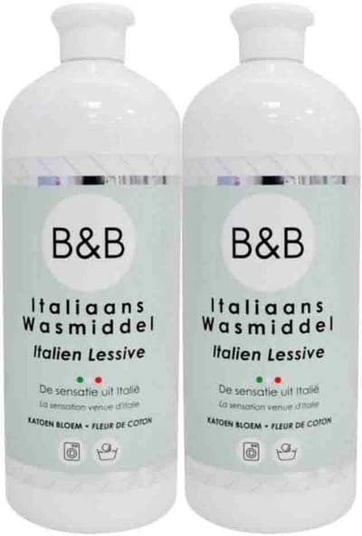 B&B Italiaanse Wasparfum Wasmiddel Katoen Bloem - 2 x 1000 ml - Voordeelverpakking