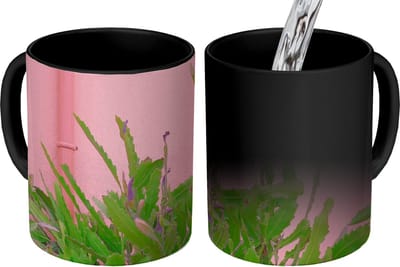 Magische Mok - Foto op Warmte Mokken - Koffiemok - Plant - Zomer - Roze - Magic Mok - Beker - 350 ML - Theemok