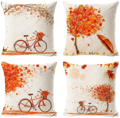 Dailygoods - Innovra - Dailygoods - Dailygoody - Kussenhoezen - Herfstkussenslopen - Decoratieve kussensloop - 45 x 45 cm - Linnen kussensloop - Oogstfeest - Geschikt voor bank en bed