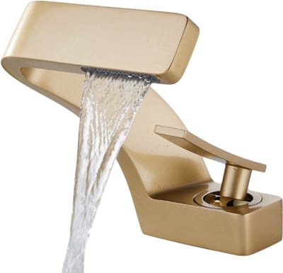 Luxe Goude Wastafel Kraan Moderne Badkamer Kraan Mengkraan Goud Wastafel Kraan Enkele Handgreep Warm En Koud Waterval Kraan