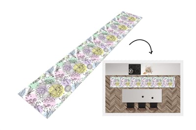 Keukenloper - Loper keuken - Meiden - Bloemen - Sterretjes - Patronen - 300x50 cm - Keukenloper vinyl