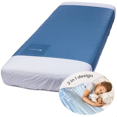 BrellaVio Slaaptunnel - Voor 1 persoons bed 90x200 cm - Nachtblauw - 2 in 1 Design - Bedtunnel - Alternatief Verzwaringsdeken Kind - Hulpmiddel hoogsensitieve kinderen, angst, ADHD, autisme en onrustig slapen