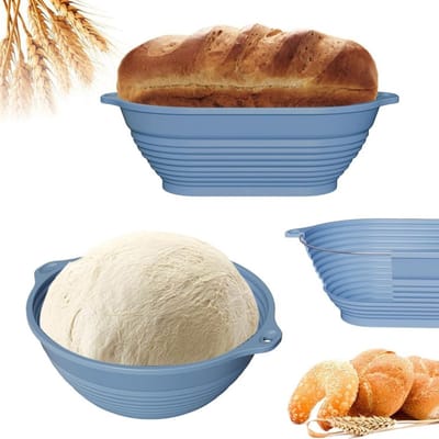 CLVP® Rijsmandje Broodbakken - Rijsmandje Brood - Rijsmand Rond - Banneton - Blauw