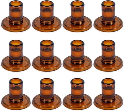 12x Donker Amber Glas Kristal Kaarsenhouders voor Standaard Kaarsen