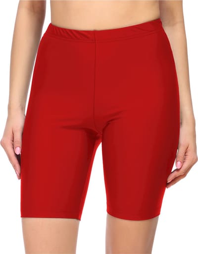 Merry Style MS-MS10-333-SWLE Dames lange Zwembroek - Zwemshorts - Bikinibroekje - Elastische tailleband - Polyamide & Elastaan - Rood - 38