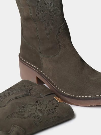 Suède cowboylaarzen voor dames met borduurwerk | ILLINOIS-SY
