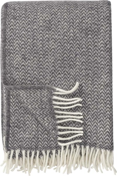 Klippan - Chevron - Plaid - Grey - Grijs - 100% wol - Ecologische wol - 130cm x 200cm - Met franjes - Wasbaar