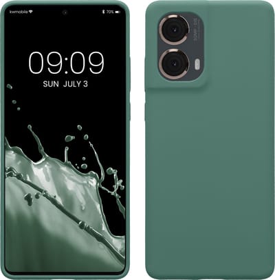 kwmobile telefoonhoesje geschikt voor Motorola Moto G85 5G - Hoesje met siliconen coating - Smartphone case in dennengroen