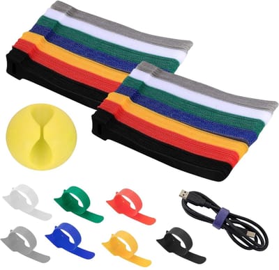 Cosensi - Velcro Kabelbinders - Herbruikbaar - Deskorganisatie - 140 Stuks - Verstelbaar - Voor TV/PC Kabels - 7 Kleuren