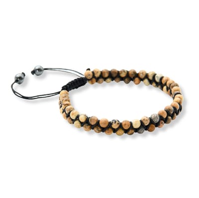 Marama - Herenarmband Jaspis Edelsteen - waxcord - edelsteen - heren - verstelbaar - subtiel - stoer - bruine edelsteen