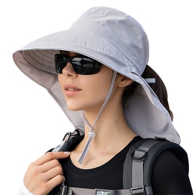 Peysaitr - Zonnescherm Hoed Unisex - Opvouwbare buckethoed - Outdoor Zonnehoed met Nekbescherming - Wandelaar & Reiziger - Lichtgrijs - One Size - 1 stuk
