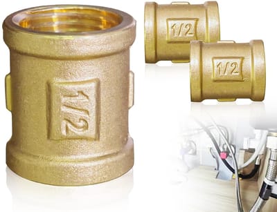 Dailygoods- Schroefdraadfitting Antiek - Messing Fitting - Gietijzeren Nippel - Verpakking van 2 - 2 1/2 Inch - Hoogwaardig Materiaal - Slangfitting