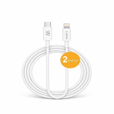 WAEYZ USB-C kabel naar Compatible Lightning aansluiting 2 Meter – Snellaad Oplaadkabel – Geschikt voor iPhone & iPad met Lightning aansluiting