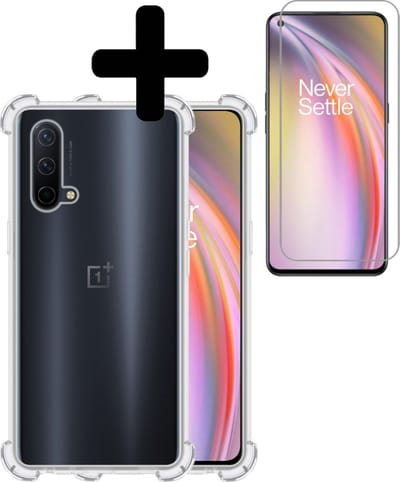 Hoesje - Met Screenprotector - Geschikt voor OnePlus Nord CE - Sterk & Shockproof - Back Cover - Siliconen Case - Telefoon Hoes - Shock Proof - Telefoonhoes - Transparant