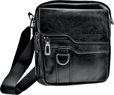 Unisex Tas - Schoudertas - Zwarte Imitatieleer - Dames - Heren Tasje - Crossbodytas