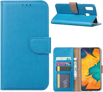 Ntech Portemonnee hoesje met Pasjesruimte Geschikt Voor Samsung Galaxy A30 - Blauw