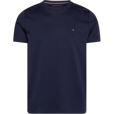 T-shirt Homme Manches Courtes Uni Coupe Ajustée Col Rond avec Logo Tommy Hilfiger Hauts Bleu Marine MW0MW33202-DW5 S white