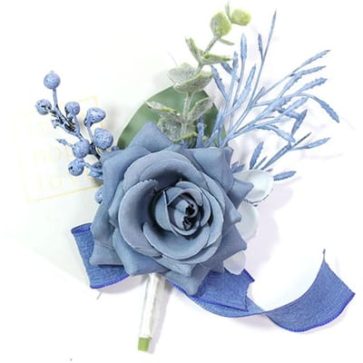 Boutonnières bleu foncé pour mariage, fleurs artificielles, corsage, bracelet, demoiselles d'honneur, marié, épingles faites à la main