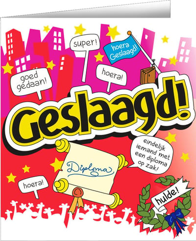 Wenskaarten - Geslaagd cartoon