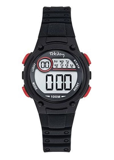 Tekday-Digitaal-Sportief-Sterk kinderhorloge-Rood/Zwart-Waterdicht-Silicone band-Fijn draagcomfort