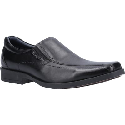Hush puppies brody slip op leer heren smart shoes zwart